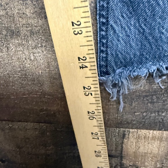 AGOLDE Denim High Rise Cropped Jeans Raw Hem Distressed Black Wash Size 24 - Picture 5 of 11